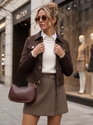 Дамско яке DSTREET TY5881 КАФЯВО