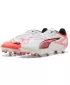 Футболни обувки PUMA ULTRA 5 PLAY FG/AG 108169-01 БЯЛО/ЧЕРНО/СВЕТЕЩО ЧЕРВЕНО