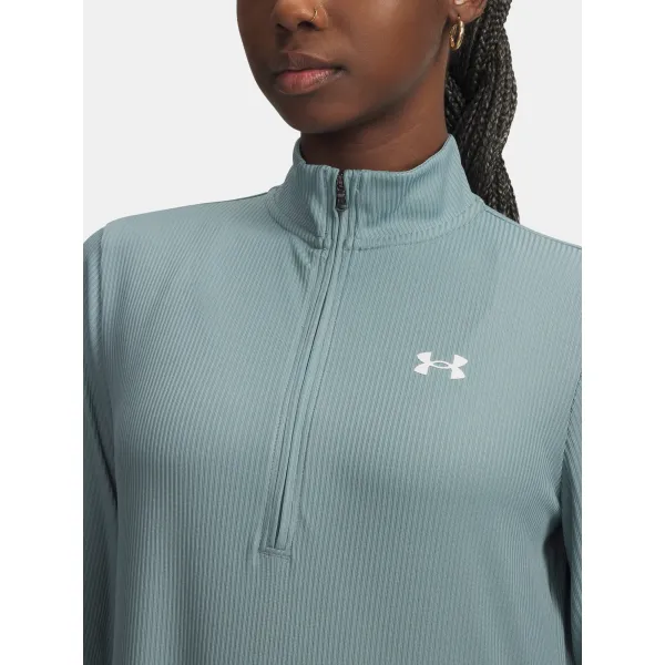  Дамска тениска UNDER ARMOUR TECH RIB 1/2 ZIP 1389857-323 ЗЕЛЕНО 