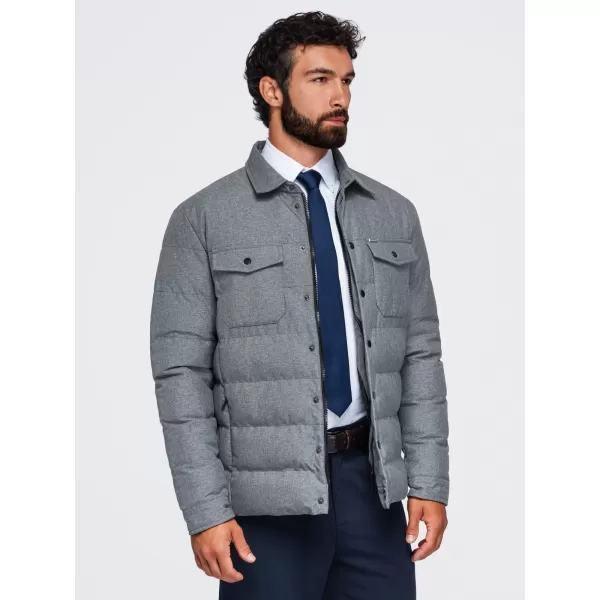 Мъжко ватирано яке OMBRE OM-JALP-0256 СИВ МЕЛАНЖ 