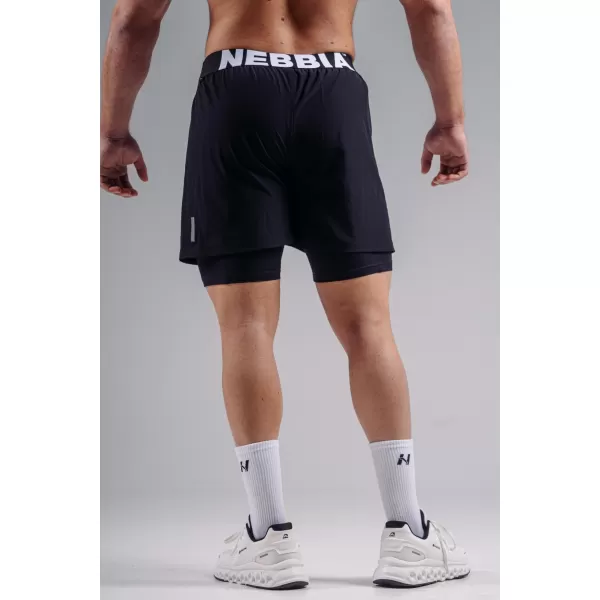  Двуслойни тренировъчни шорти NEBBIA PRIMAL 878 ЧЕРЕН 