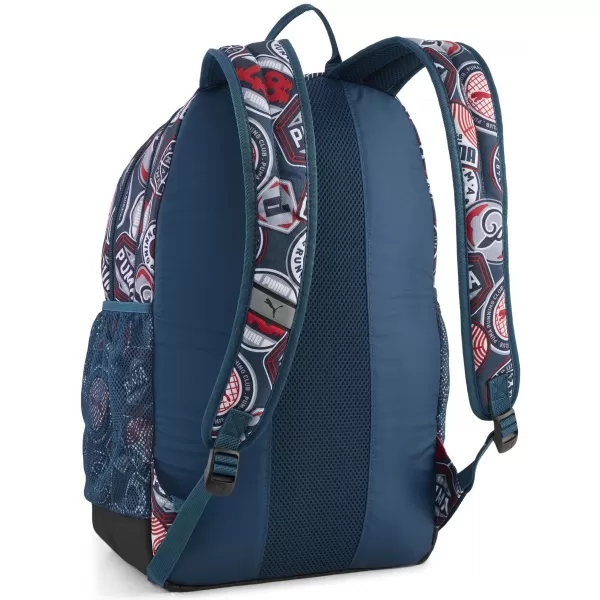  Раница PUMA ACADEMY AOP BACKPACK 09115027 MIDNIGHT PETROL/FOR ALL TIME RED/RUNNING BADGES AOP 
