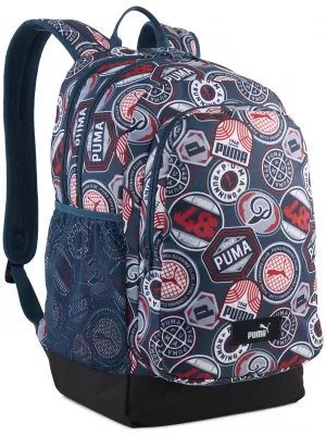 Раница PUMA ACADEMY AOP BACKPACK 09115027 MIDNIGHT PETROL/FOR ALL TIME RED/RUNNING BADGES AOP