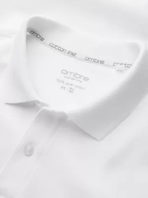 Мъжка тениска с яка OMBRE OM-POBS-0171 БЯЛО/БЯЛО/СВЕТЛО КАФЯВО