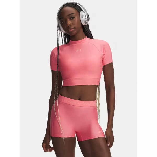  Дамска тениска UNDER ARMOUR HEATGEAR CROP MOCK SS 6010006-600 РОЗОВО 
