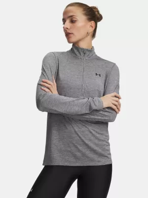Дамска тениска UNDER ARMOUR TECH 1/2 ZIP- TWIST 1384225-709 ЗЕЛЕНО
