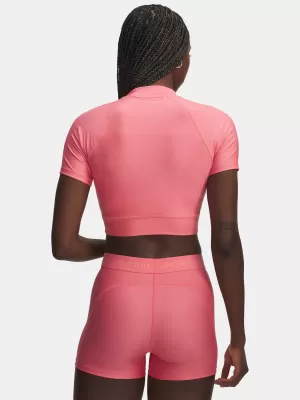 Дамска тениска UNDER ARMOUR HEATGEAR CROP MOCK SS 6010006-600 РОЗОВО