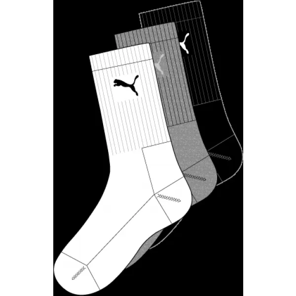 Спортни чорапи PUMA SPORT 3-PACK 88035510 БЯЛО/СИВО/ЧЕРНО 