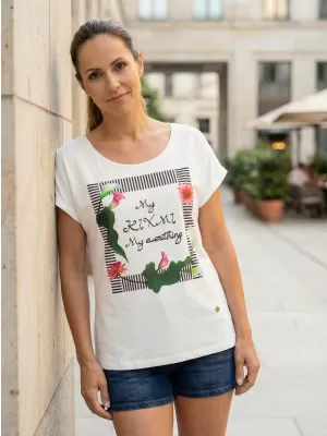 Дамска тениска с къс ръкав KIXMI JENNY БЯЛО