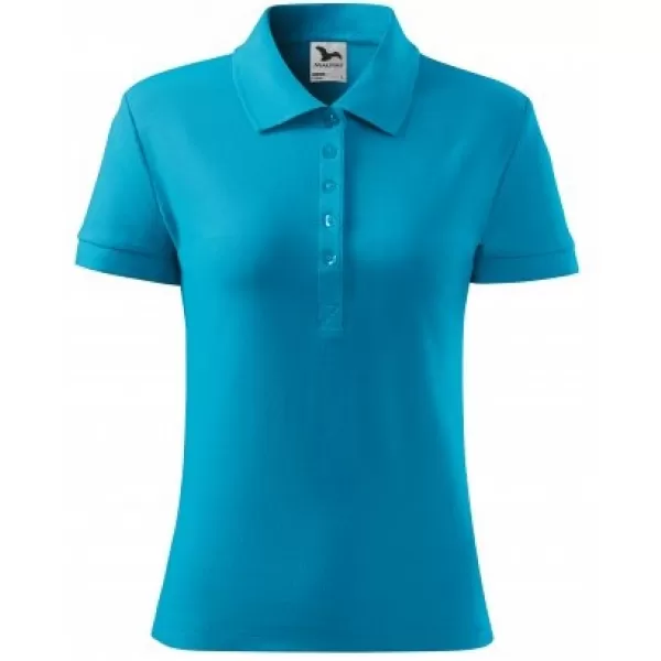  Дамска тениска с яка MALFINI COTTON 213 ТЮРКОАЗ 