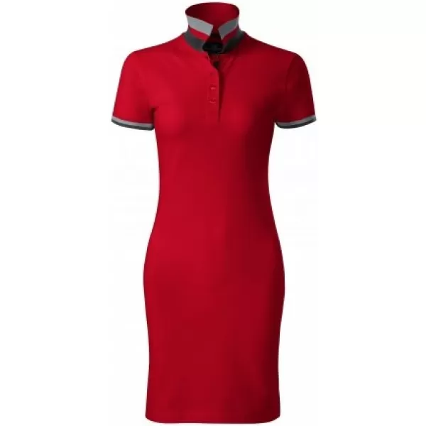  Дамска рокля с яка MALFINI PREMIUM DRESS UP 271 ЧЕРВЕНА ФОРМУЛА 