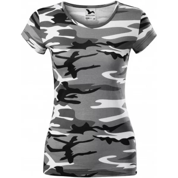  Дамска тениска MALFINI CAMO PURE 122 КАМУФЛАЖНО СИВО 