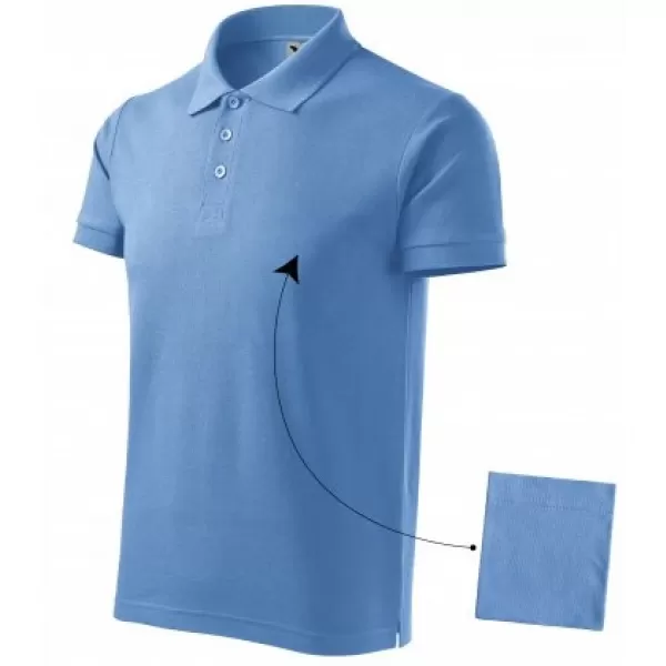  Мъжка тениска с яка MALFINI COTTON 212 НЕБЕСНО СИНЬО 