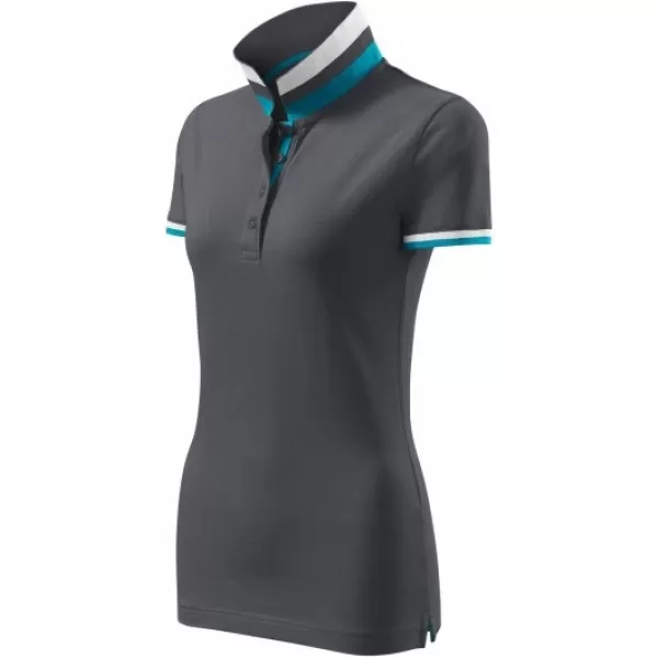  Дамска тениска с яка MALFINI PREMIUM COLLAR UP 257 СВЕТЪЛ АНТРАЦИТ 
