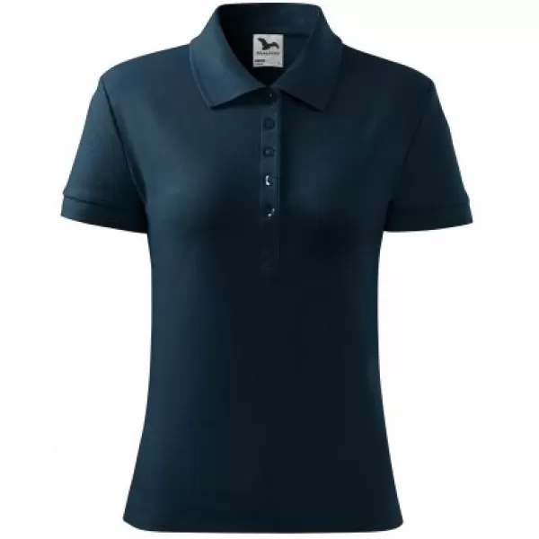  Дамска тениска с яка MALFINI COTTON 213 МОРСКО СИНЬО 