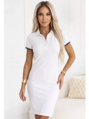 Дамска рокля с яка MALFINI PREMIUM DRESS UP 271 БЯЛО