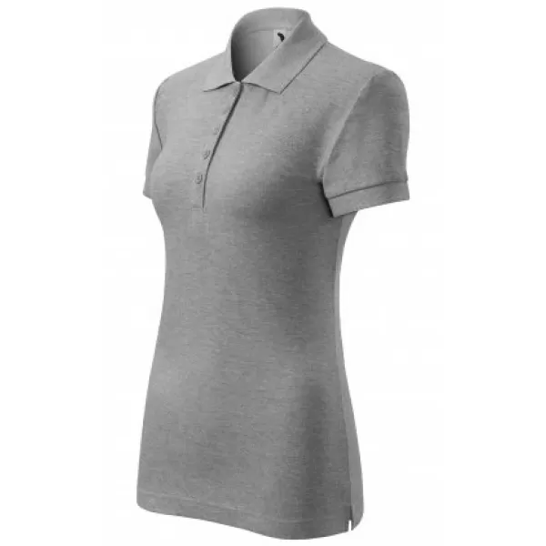 Дамска тениска с яка MALFINI COTTON 213 ТЪМНОСИВИ ОТБЛЯСЪЦИ 