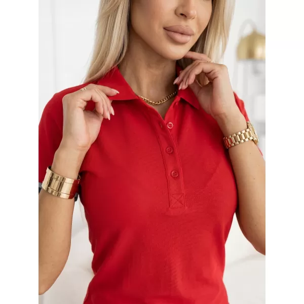  Дамска рокля с яка MALFINI PREMIUM DRESS UP 271 ЧЕРВЕНА ФОРМУЛА 