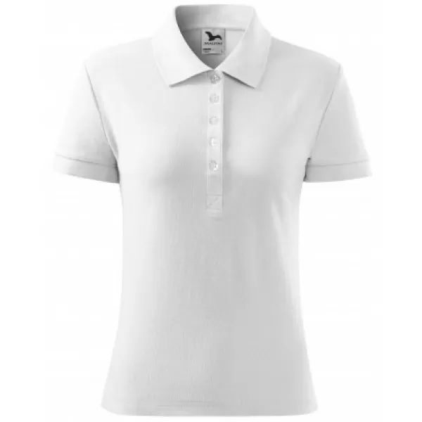  Дамска тениска с яка MALFINI COTTON 213 БЯЛО 