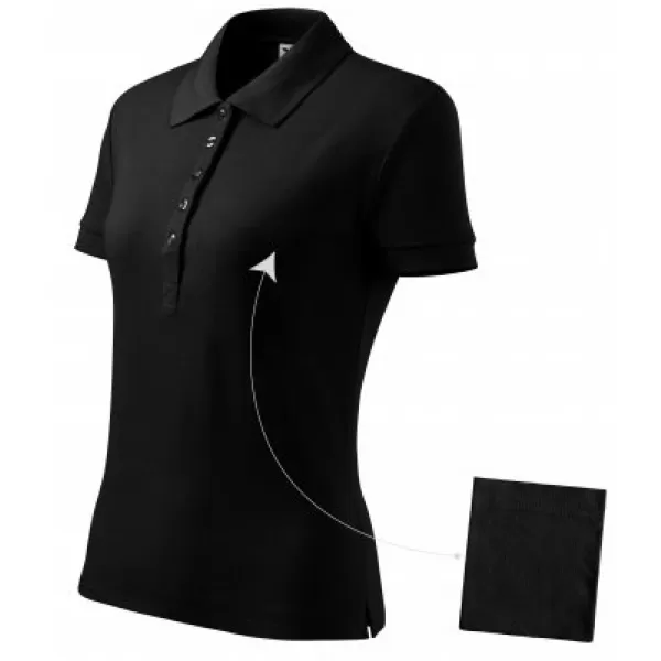  Дамска тениска с яка MALFINI COTTON 213 ЧЕРЕН 