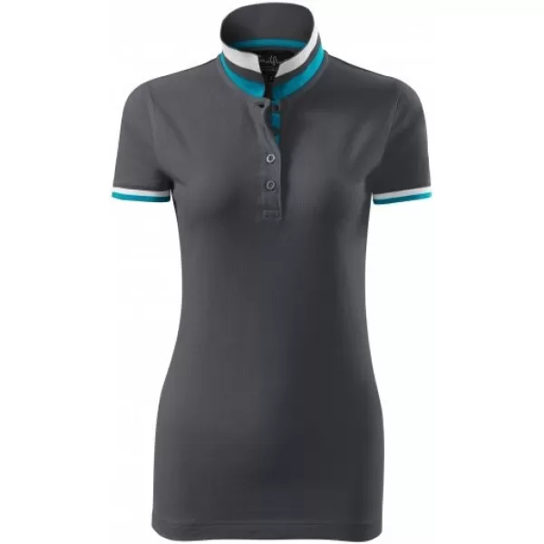  Дамска тениска с яка MALFINI PREMIUM COLLAR UP 257 СВЕТЪЛ АНТРАЦИТ 
