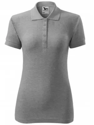Дамска тениска с яка MALFINI COTTON 213 ТЪМНОСИВИ ОТБЛЯСЪЦИ