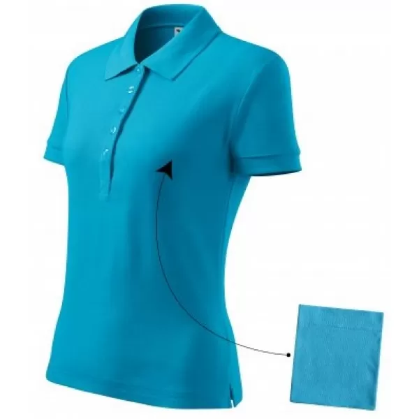  Дамска тениска с яка MALFINI COTTON 213 ТЮРКОАЗ 