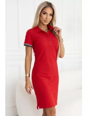 Дамска рокля с яка MALFINI PREMIUM DRESS UP 271 ЧЕРВЕНА ФОРМУЛА