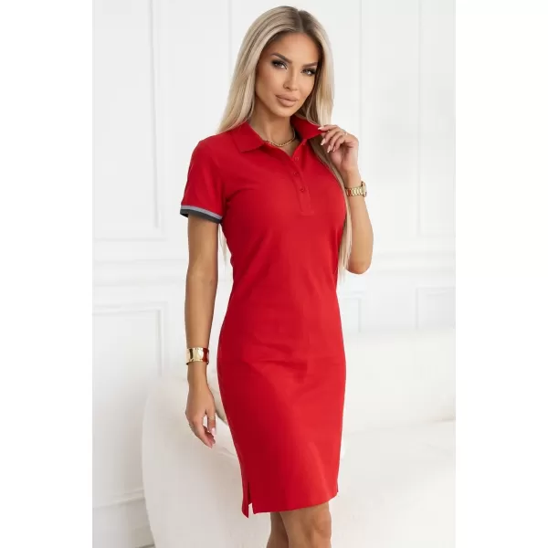  Дамска рокля с яка MALFINI PREMIUM DRESS UP 271 ЧЕРВЕНА ФОРМУЛА 