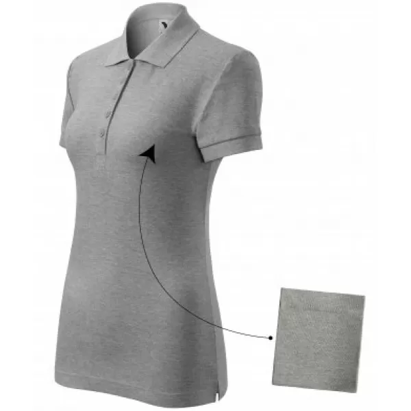  Дамска тениска с яка MALFINI COTTON 213 ТЪМНОСИВИ ОТБЛЯСЪЦИ 
