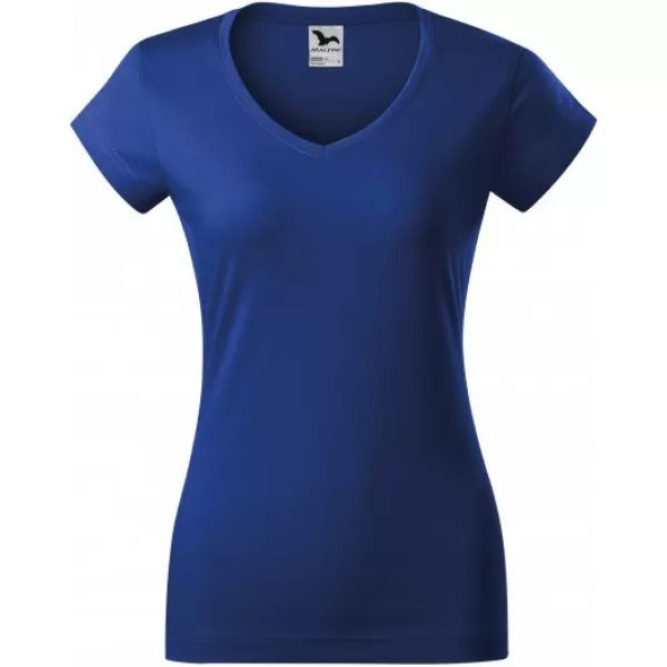  Дамска тениска MALFINI FIT V-NECK 162 КРАЛСКО СИНЬО 