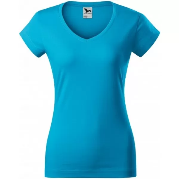  Дамска тениска MALFINI FIT V-NECK 162 ТЮРКОАЗ 