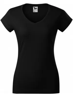 Дамска тениска MALFINI FIT V-NECK 162 ЧЕРЕН
