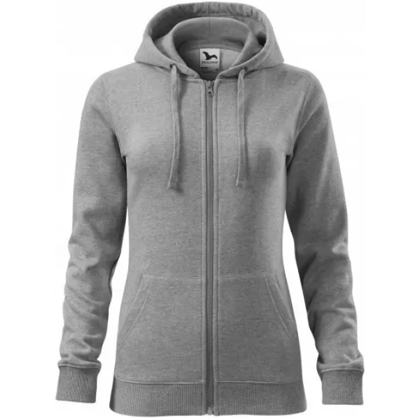  Дамски суичър MALFINI TRENDY ZIPPER 411 ТЪМНОСИВИ ОТБЛЯСЪЦИ 