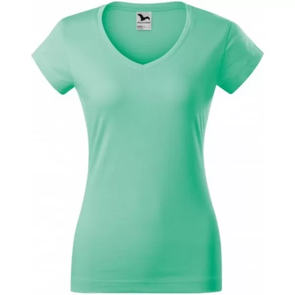  Дамска тениска MALFINI FIT V-NECK 162 МЕНТА 
