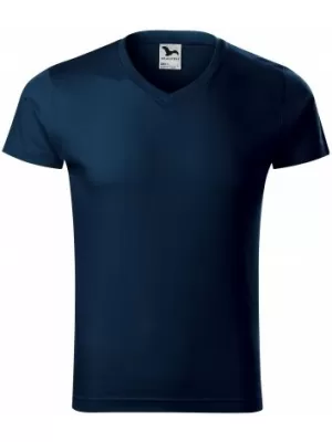 Мъжка тениска MALFINI SLIM FIT V-NECK 146 МОРСКО СИНЬО
