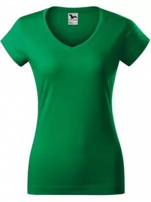 Дамска тениска MALFINI FIT V-NECK 162 СРЕДНО ЗЕЛЕНО