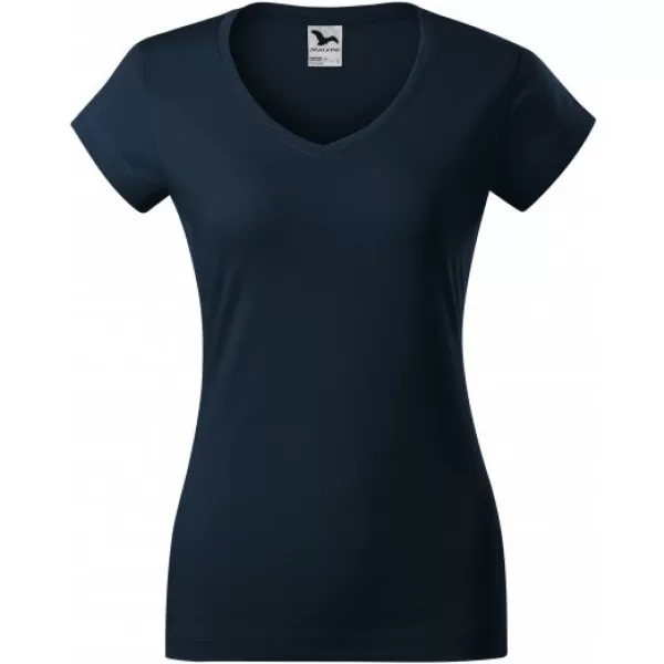  Дамска тениска MALFINI FIT V-NECK 162 МОРСКО СИНЬО 