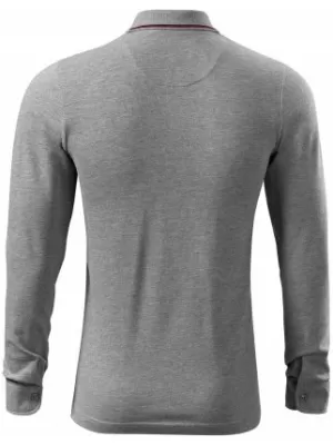 Мъжка тениска с дълги ръкави и яка MALFINI PREMIUM CONTRAST STRIPE LS 258 ТЪМНОСИВИ ОТБЛЯСЪЦИ