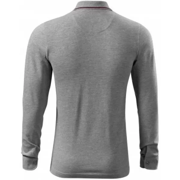  Мъжка тениска с дълги ръкави и яка MALFINI PREMIUM CONTRAST STRIPE LS 258 ТЪМНОСИВИ ОТБЛЯСЪЦИ 