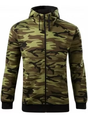 Мъжки суичър MALFINI CAMO ZIPPER C19 КАМУФЛАЖНО ЗЕЛЕНО
