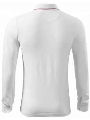 Мъжка тениска с дълги ръкави и яка MALFINI PREMIUM CONTRAST STRIPE LS 258 БЯЛО