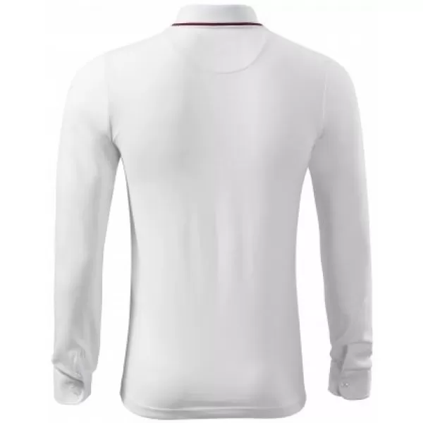  Мъжка тениска с дълги ръкави и яка MALFINI PREMIUM CONTRAST STRIPE LS 258 БЯЛО 