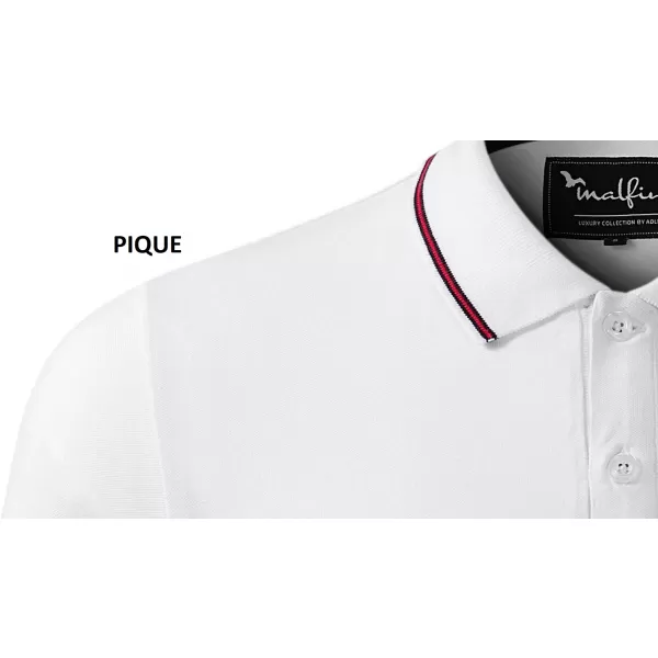  Мъжка тениска с дълги ръкави и яка MALFINI PREMIUM CONTRAST STRIPE LS 258 БЯЛО 