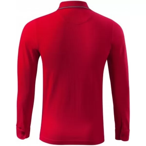  Мъжка тениска с дълги ръкави и яка MALFINI PREMIUM CONTRAST STRIPE LS 258 ЧЕРВЕНА ФОРМУЛА 