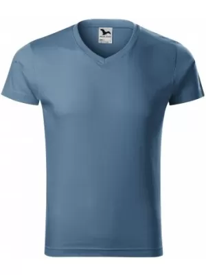 Мъжка тениска MALFINI SLIM FIT V-NECK 146 ДЕНИМ