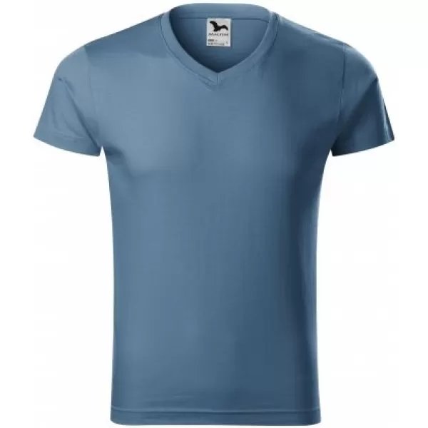  Мъжка тениска MALFINI SLIM FIT V-NECK 146 ДЕНИМ 