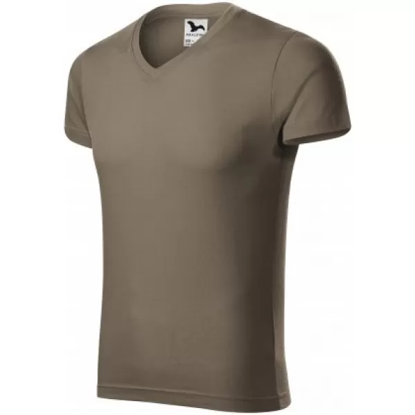  Мъжка тениска MALFINI SLIM FIT V-NECK 146 АРМИИ 