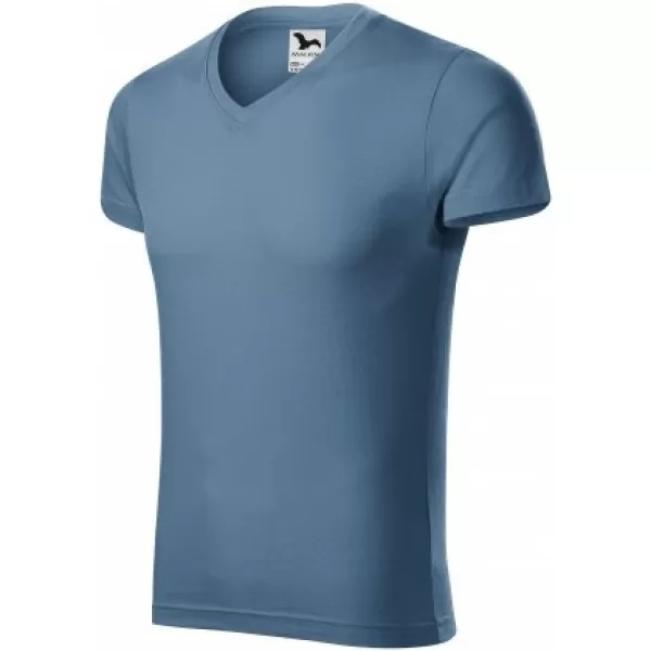  Мъжка тениска MALFINI SLIM FIT V-NECK 146 ДЕНИМ 