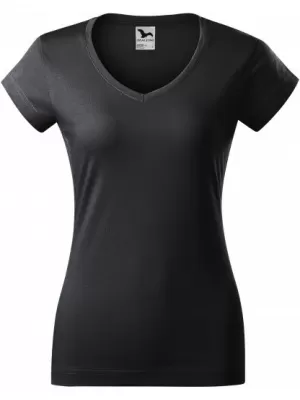 Дамска тениска MALFINI FIT V-NECK 162 АБАНОСОВО СИВО